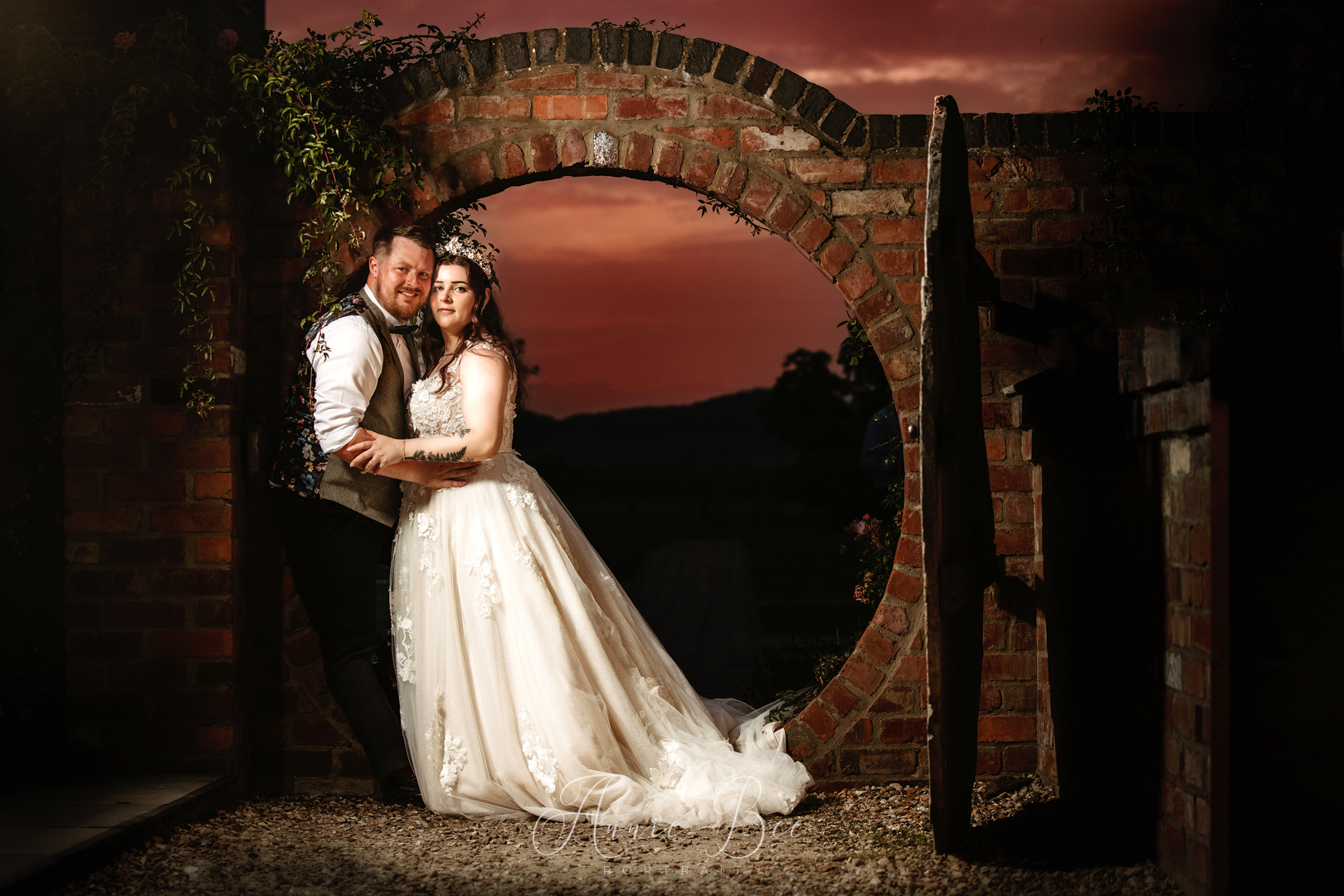 Bride and Groom at sunset
